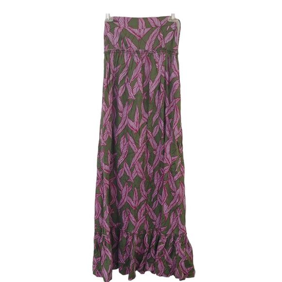 ELIOT Madewell Maxi Halter Dress 100% Linen Leaves Olive NWT Damaged - Picture 1 of 7